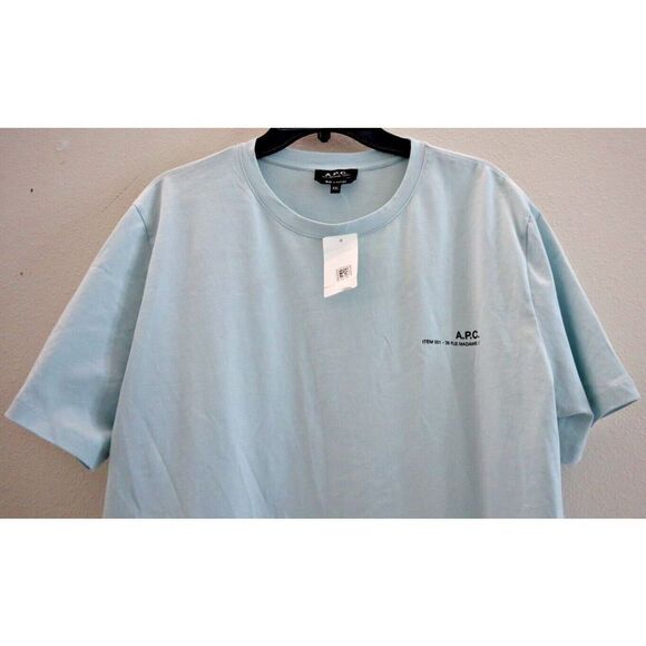 A.P.C. COEOP-H26904 Men's Sz 2XL Light Blue Cotton Logo Graphic Tee Shirt $115 - Picture 6 of 8
